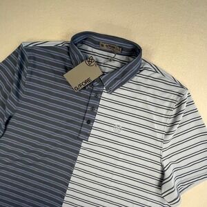 G/FORE‎ Mens Golf Polo Shirt XXL Striped Two Tone Fjord Short Sleeve